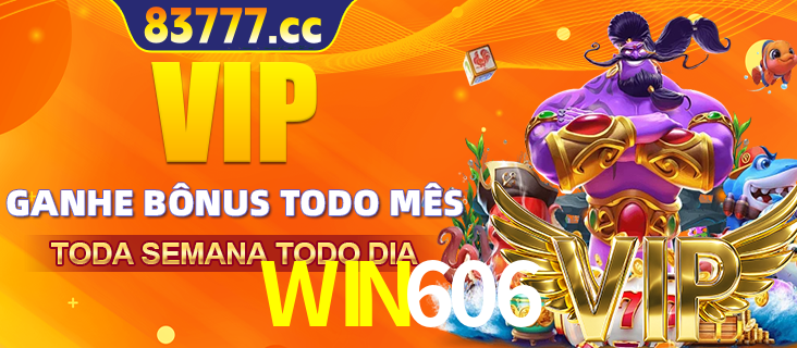 Banner promocional do WIN606 oferecendo 100% de recompensas adicionais contínuas para quem fizer o login diário (Daily sign-in), com um mascote de coelho.